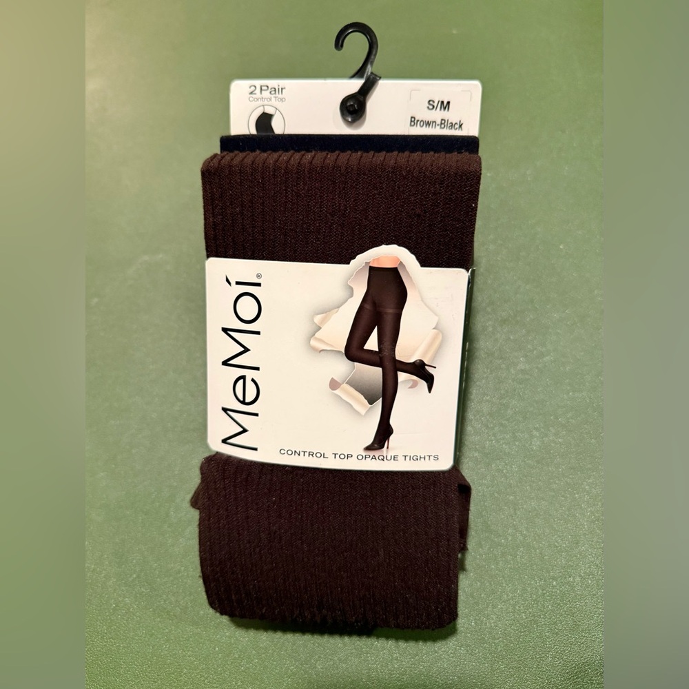 MeMoi Brown and Black Opaque Tights 2-Pack